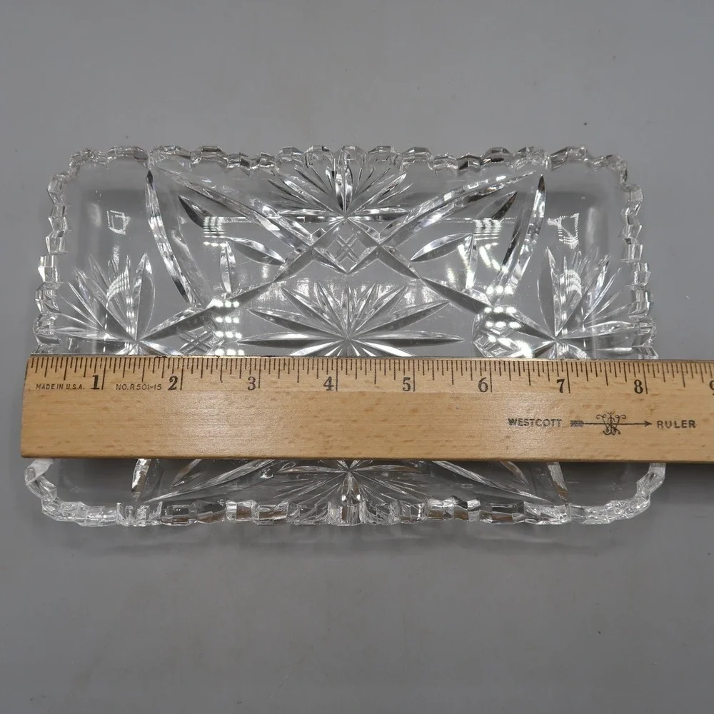 Vintage Cut Glass Rectangle Sawtooth Celery Tray 8